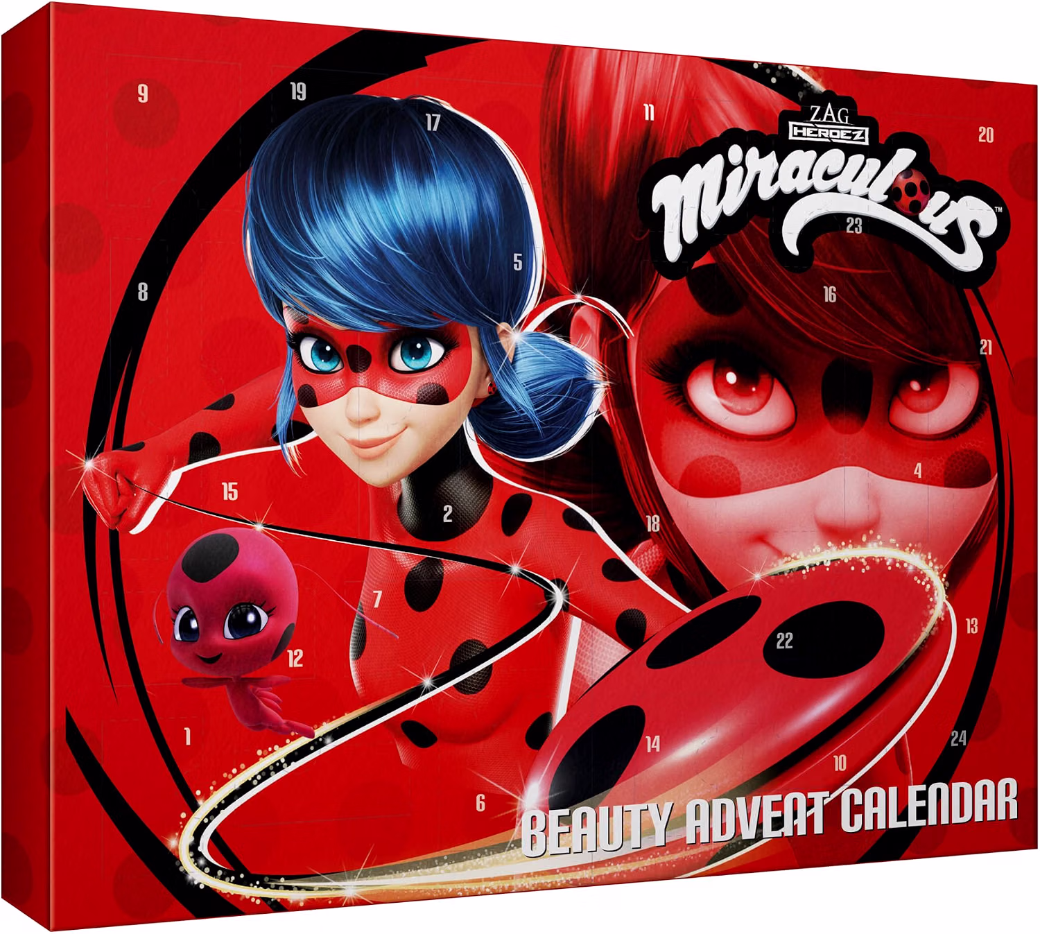 Miraculous - Marinette's Favorits Beauty Advent Calendar, Adventskalender mit Make Up und Kosmetik Produkten, Weihnachtskalender mit Lady Bug und Cat Noir