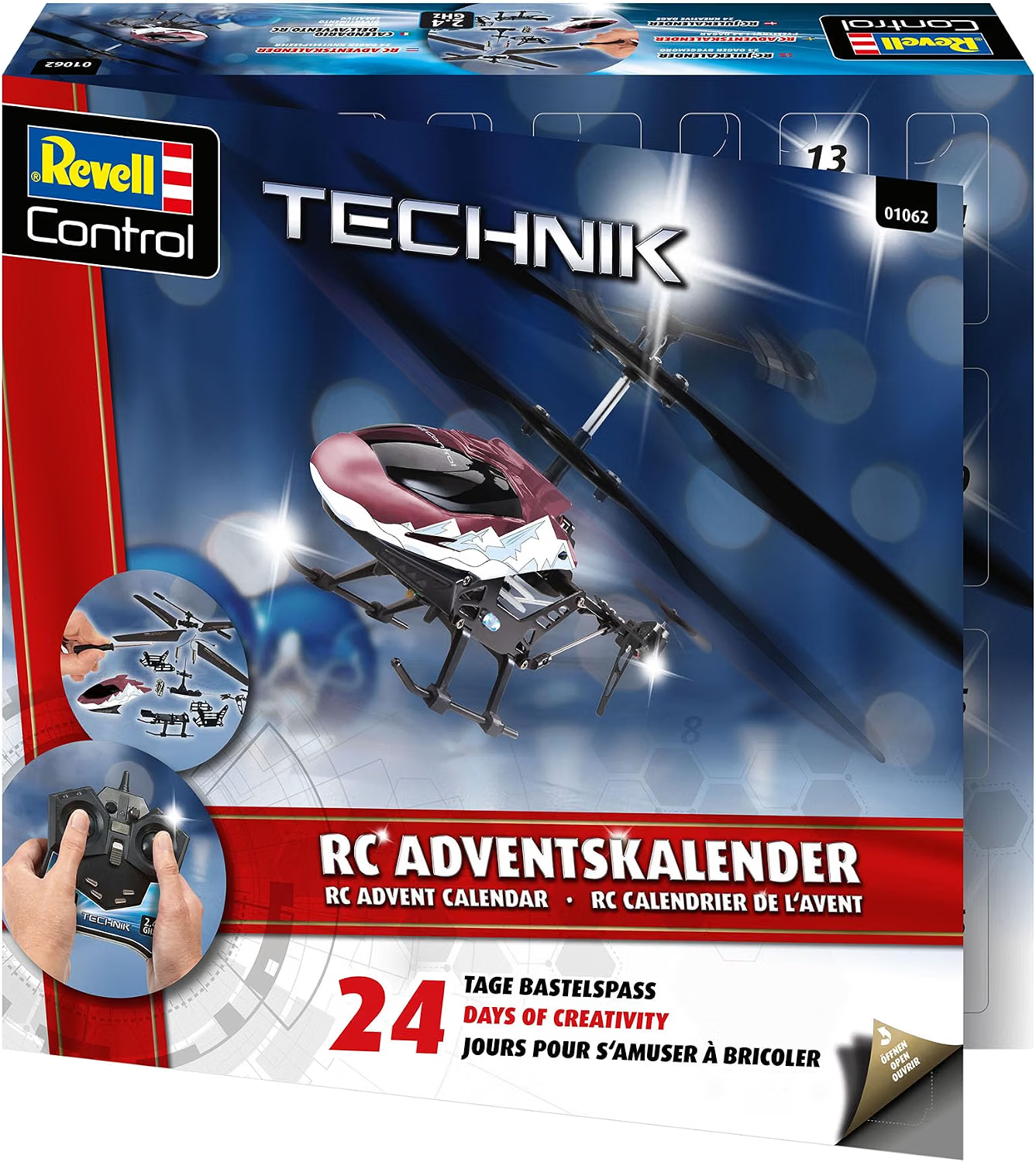 Revell Adventskalender RC Hubschrauber, ferngesteuerter Hubschrauber zum Zusammenbauen